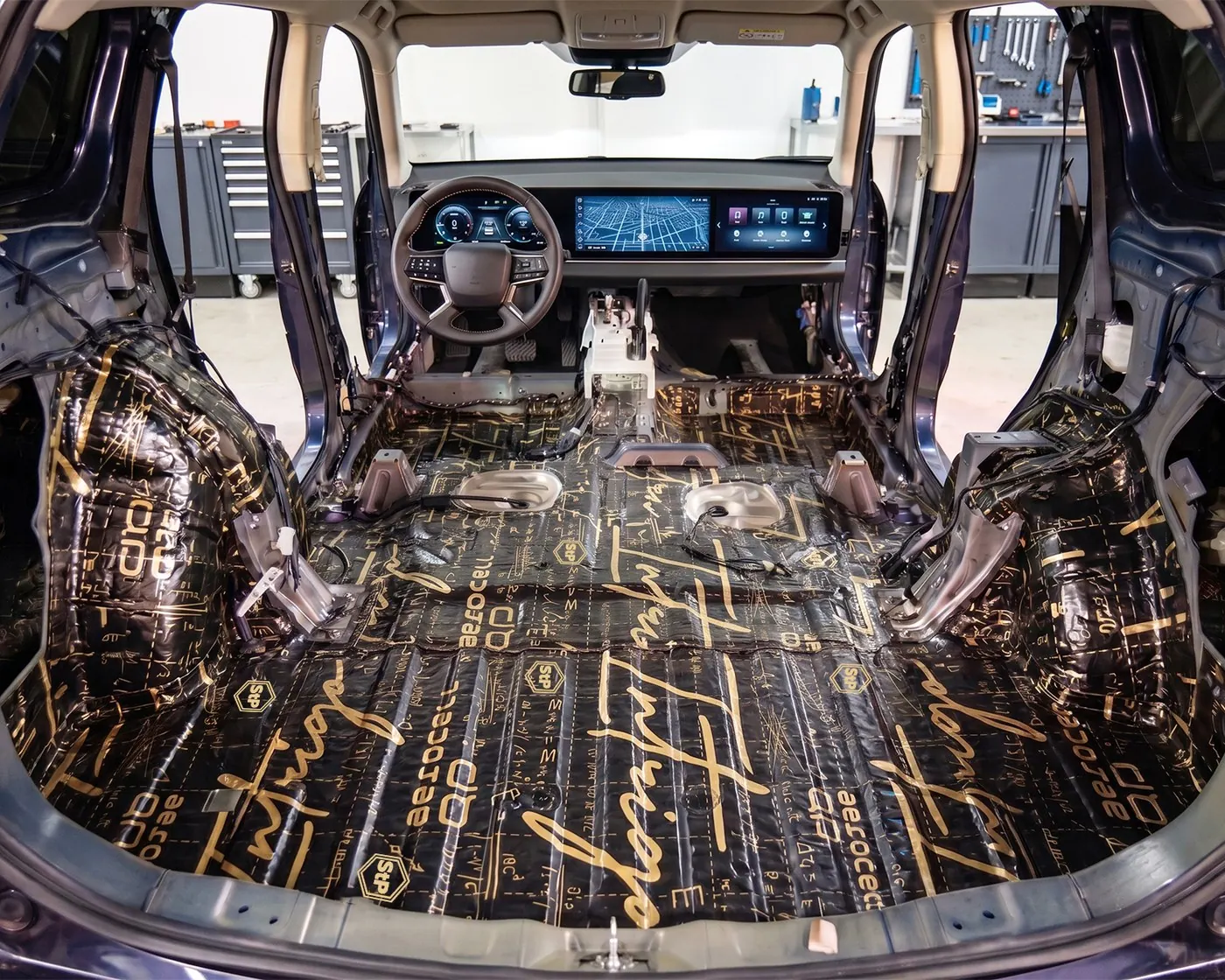 Wide view of a finished trunk installation